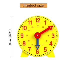 BeoTnp Learning Clock For Kids, 2 Pcs Teaching Clocks For Children, Yellow Kids Clock, An Educational Alarm Clocks That Tells Children The Time, Diameter 10 Cm, Linkage 24 Hours
