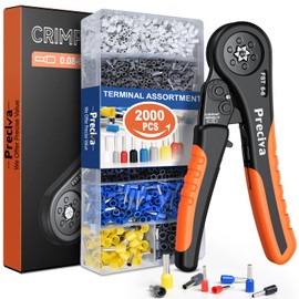 Crimping Tool Kit, Preciva Wire Crimper Plier Set, 0.08-6mm²/2000pcs Connectors Self Adjustable Ratchet Bootlace Ferrule Wire Crimping Plier, Hand Hexagonal Crimper Plier Wire Terminal Crimping