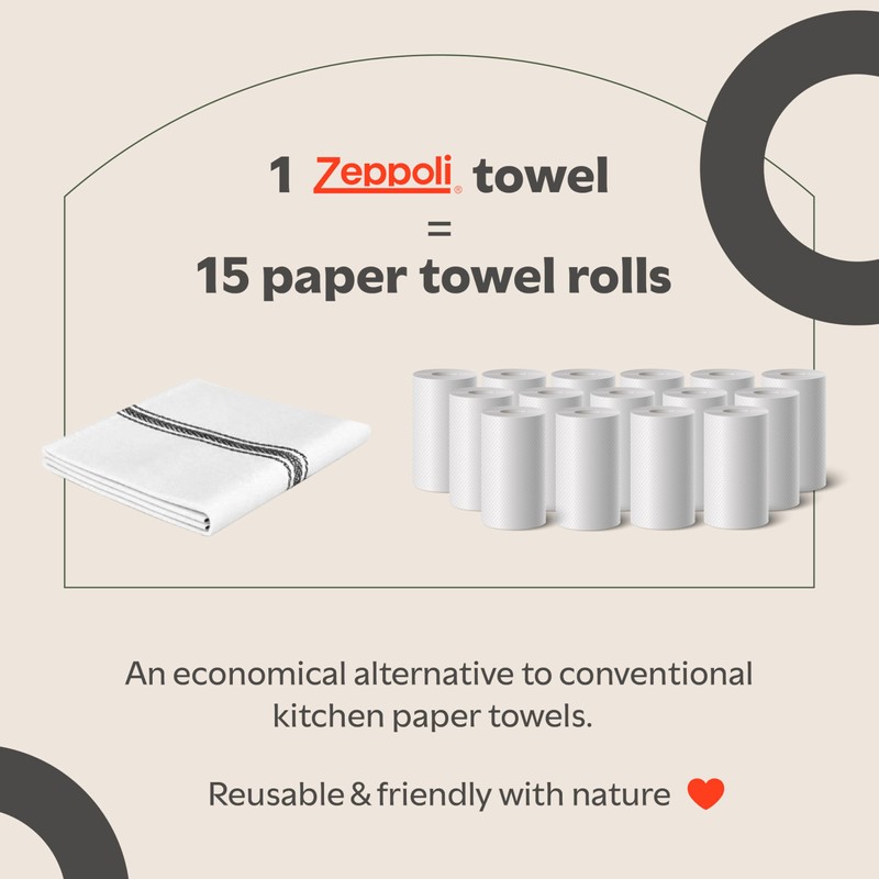 Zeppoli Classic Kitchen Towels - 15 Pack 100% Natural Cotton