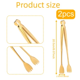 2pcs Seedling Transplant Tongs, 8 Inch Stainless Steel Plants Transplant Pliers Tongs Seedling Remover Tool Gardening Supplies for Lowering Damage to Roots (Gold)