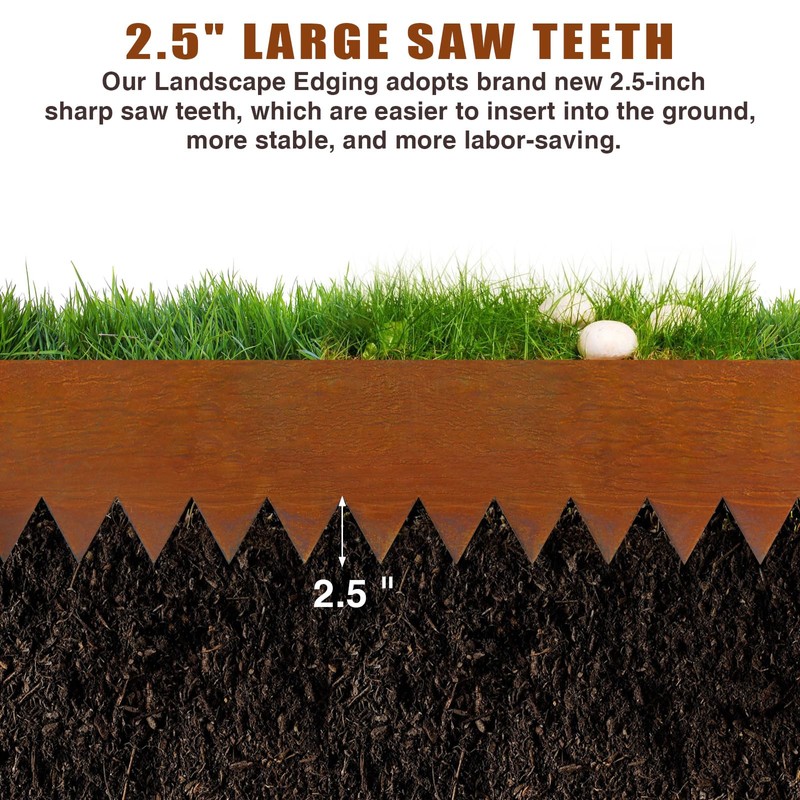 Meyoppm Corten Steel Landscape Edging 40 Inch Strips, 6-Inch Depth