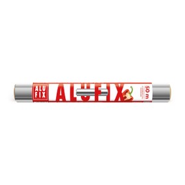 ALUFIX Foglio di alluminio per cottura al forno/ 1 rotolo/ 29 cm x 50 m/ 10 μm/argento/resistente allo strappo/resistente al calore e all'umidità/riciclabile/per la cucina