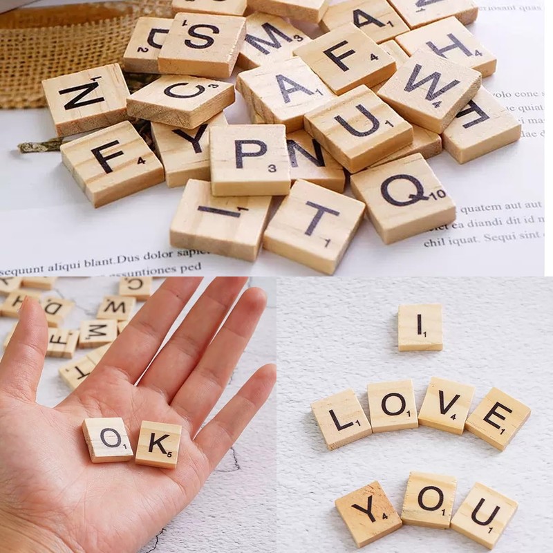 300pcs Wooden Scrabble Tiles, Scrabble Letters for Crafts, Wooden Alphabet