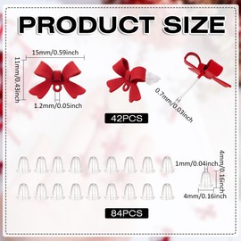 CRAFTYMELODY 42Pcs Bow Stud Earrings 925 Sterling Silver Alloy Earring Post with Loop 84Pcs Earring Backs Red Bowknot Stud Earring Findings for Women DIY Dangle Crafting Jewelry Making Accessories