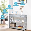 DORTALA Console Table with Drawer, 3 Tier Narrow Storage Table