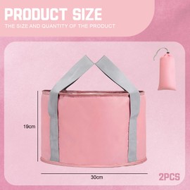 1 Collapsible Foot Spa and Pouch, Portable Foot Soak Bowl for Travel, Camping, and Home Use, Pink, 19*30 Cm, Oxford Cloth with Insulated Aluminum Layer, 3-Hour Heat Retention, Lightweight and Foldable