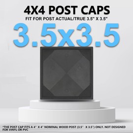 INDECKMO 4x4 Aluminum Pyramid Post Caps Cover for 4x4 Nominal Wood Post (True 3.5" x 3.5"), with Black Matte Finish Powder Coated Surface, for Fence Square Wood Post of Decks Railing, Mailbox (8 Pack)