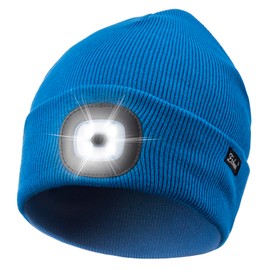 Etsfmoa Unisex Beanie with The Light Gifts for Men Dad Father USB Rechargeable Caps Cobalt Blue