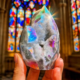 Rainbow Angel Aura Sphalerite Flame Tower Titanium Crystal Healing Specimen Gift