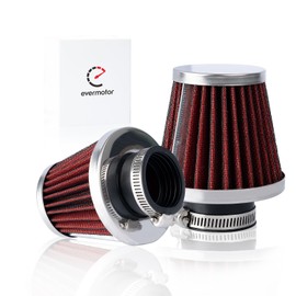 Evermotor 48mm 49mm 50mm Air Cleaner for Motorcycle, Universal Double Layer Steel Air Filter for Motorcycle Scooter ATV Moped Red