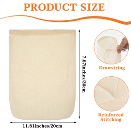 WLLHYF 4 Pack Nylon Nut Milk Bag 12 × 8 Inches Fine Mesh Cheese Cloth Multiple Usage Reusable Food Strainer Professional Cold Brew Filter for Straining Juice Coffee Yogurt Tea (Cotton, 12×8 In)
