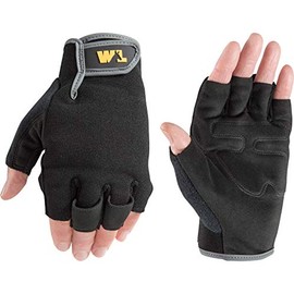 Wells Lamont - Guantes de trabajo de piel sintético sin dedos para hombre, talla L (847L)