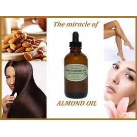 Dr.Adorable 2 oz Glass Bottle Sweet Almond Oil–Great Anti Aging Moisturizer Face Skin Hair
