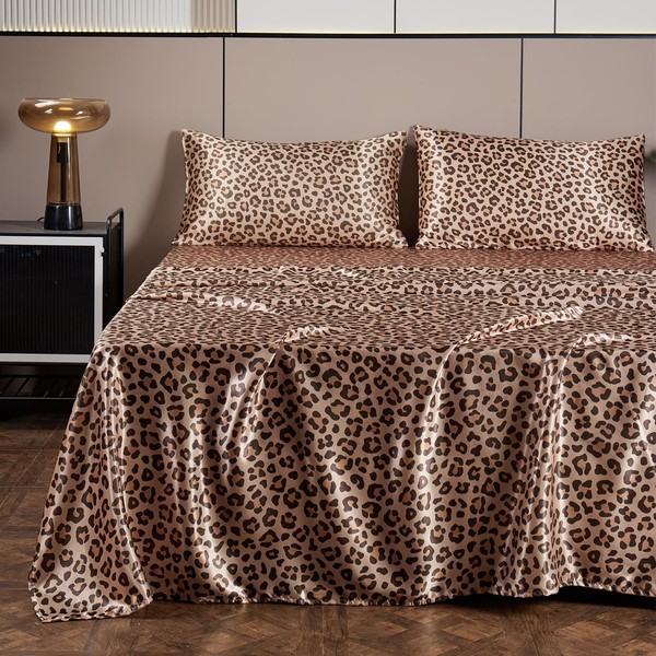 AiMay 4 Piece King Size Satin Bed Sheet Set Deep