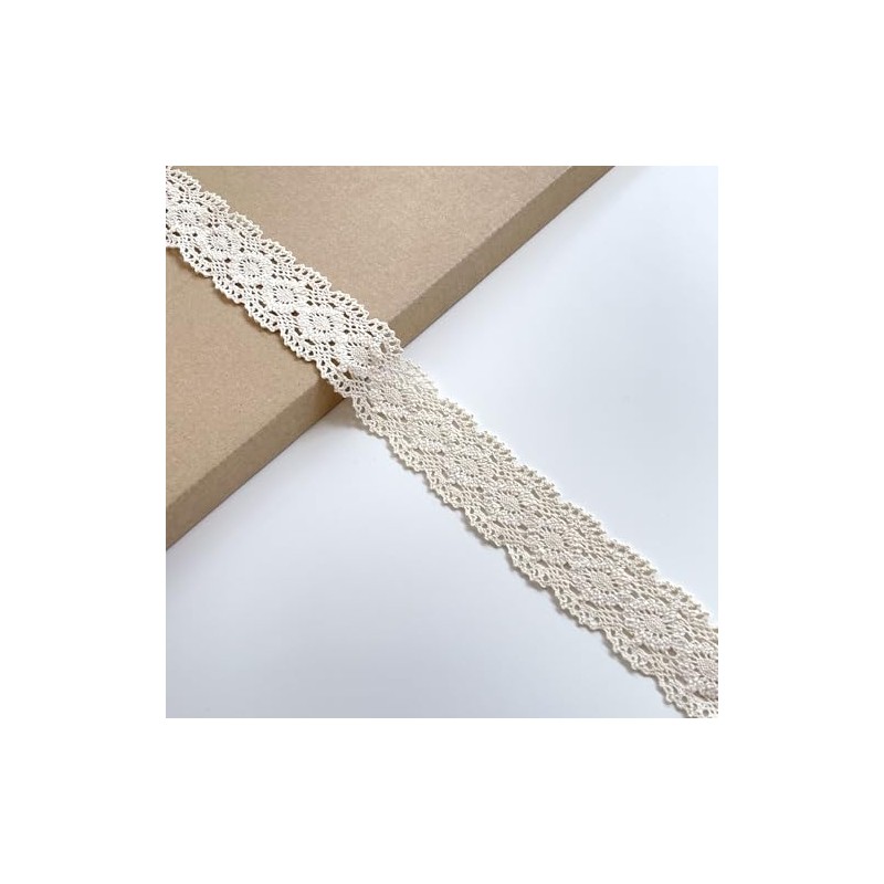 Natural Oval Pattern Cluny Lace Trim, 1.25" Width, 3 Yards/Pack,