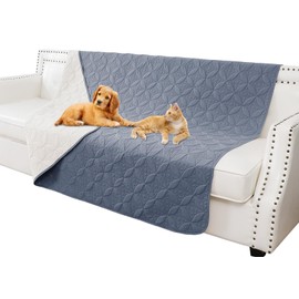 Tuffeel Waterproof Dog Blanket, 52x82 inches Pet Couch Covers for Sofa, Bed Furniture Protector from Dogs Washable and Reversible-Blue+Cream