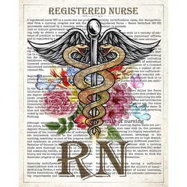 Registered Nurse Practitioner Gift, RN Degree Art with Caduceus Nurse Present, Nursing School Graduation Gift Idea, Medical School FNP Office Decor, Wall Art