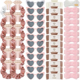 Bridesmaid Scrunchies headbands Proposal gifts Hair claws clips Set of 12 Bridal Shower heart sunglasses I do crew Gifts for Wedding Bachelorette Party Favors(48pcs White&rose gold)