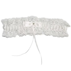 Lace Wedding Garters for Bride with Bow Stretch Prom Leg Garter for Women Girls (White)