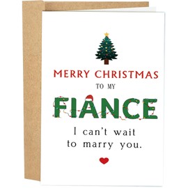 Naixiwen Romantic Christmas Card for Fiance, Funny Fiance Christmas Card, Adorable Christmas Card for Boyfriend, Cute Christmas Card for Husband to Be, I Can't Wait to Marry You