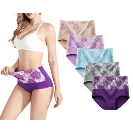High Waist Tummy Control Panties for Women , Cotton Underwear No Muffin Top Shapewear Brief Panties