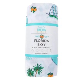 Little Hometown Florida Swaddle Blanket muslin cotton Boy