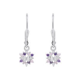 Prinzessin Lillifee Children's Earrings Butterfly 925 Silver Rhodium Plated Zirconia Multicoloured Girls '566766