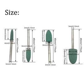 20Pcs Rubber Bullet Head Polishing Burr, 4mm/6mm/8mm/10mm Set, Green Rubber Cone Head Mounted Point Grinding Bit, 1/8” Shank