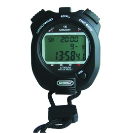 General Tools SW888L Multi-Function Black Stopwatch, 3 Line