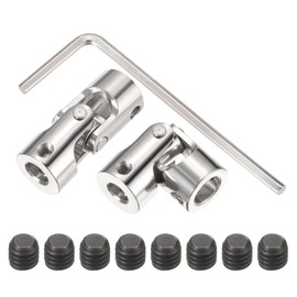 sourcing map 2Pcs 6mm to 8mm ID Steering Universal Joint Shaft Coupling,L35XD14 Metal 45°Degree Rotatable Joints Coupler with Screws Wrench Set for Model Car Ship Drive Shaft Motor Connection