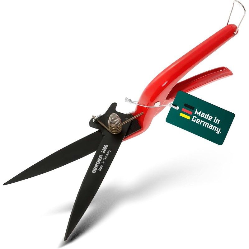 BERGER Commercial Grade Grass Shears, Self-Sharpening Steel Blades with Anti-Stick