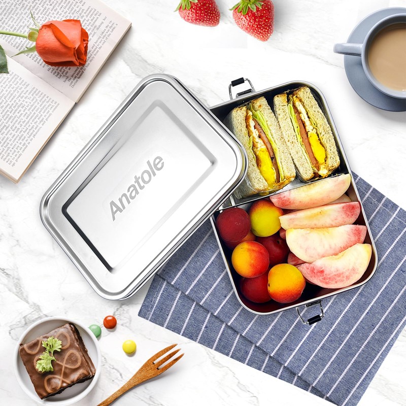 Anatole 304 Stainless Steel Bento Box 47oz 1400ml Leak-Proof Lunch
