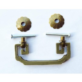 Txinmin Home 4 Pack Homocentric Squares Bail Cabinet Hardware Handle Pull Antique Jewelry Box Drawer Pull, 2.56 Inch Hole Centers (65mm), Bronze Tone