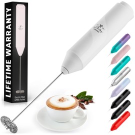 Zulay FrothMate Powerful Milk Frother for Coffee - Portable & Compact Handheld Foam Maker for Lattes, Cappuccinos, Matcha, Hot Chocolate - Milk Foamer Frother - No Stand Electric Whisk (White)