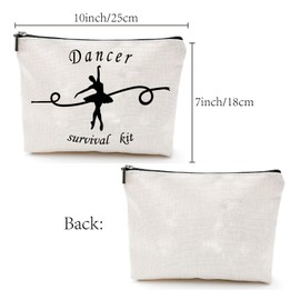 CREATCABIN Makeup Bag Dancer, Cosmetic Bag Canvas, Multi-Purpose Pen Case, Zip, Toiletry Bag, Travel Bag, Purse, Bag, Portable Survival Kit, Large, Ballet for Gifts, 25 x 18 cm, dancer survival kit