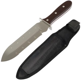 joyhalo Hori Hori Garden Knife, Garden Tools with Sheath for Weeding, Bulb Planting,Digging, 7 1/4" Stainless Steel Blade with Cutting Edge, Full Wood Handle with Hanging Hole