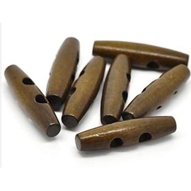 Kanighton 12 premium wooden buttons, toggle buttons, oval, 5.0 x 1.3 cm, dark brown, 2 holes, oblong coat buttons, jacket buttons, craft buttons for sewing, sewing