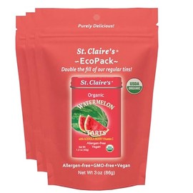 St. Claire’s Organic Watermelon Tart Candies – EcoPack 3 oz | Certified Organic, Vegan, Gluten-Free, Allergen-Free, Non-GMO, Low Calorie, Plant-Based | Made in USA