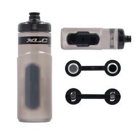 XLC Bicycle Water Bottle: The XLC MRS Set MR-S12 with Adapter for Existing MRS Rail MY2021 on the Wheel, Adapter for Fidlock and Water Bottle, 600 ml
