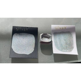 KC Beauties Handmade DIY Watercolor Paint Quarter Pan holographic Silver