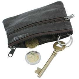 YEHMAN Genuine Cowhide Leather Flat Purse for Trouser and Jacket Pocket, brown