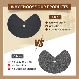 2PCS Lazy Susan Shelf Liner 27" Silicone Lazy Susan Liner Non Slip Kitchen Cabinet Liners Mats for Shelf Drawer Black