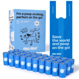 Deo Doo Dog Poop Bags with Handles 30 Rolls 360 Counts Big Sizes Leak Proof and Extra Thick Waste Bags Refill Rolls for Walking Small Medium Large Dogs Cats Litter Iris Scented