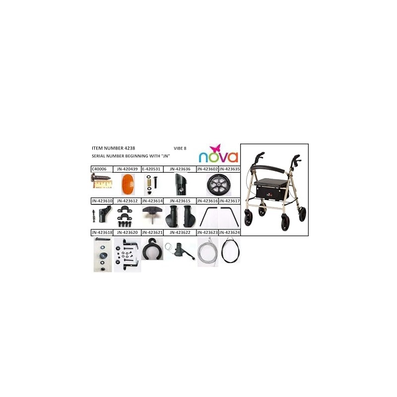 Nova Replacement Parts for Vibe Rolling Walker with Serial Number