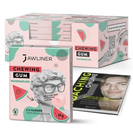 JAWLINER Hard chewing Gum, Jawline gum - Sugar Free Watermelon Gum - Jaw Exerciser - mastic gum for Mewing - 2x Harder Than Regular Chewing Gum 330 Grams(120 Count (Pack of 1)