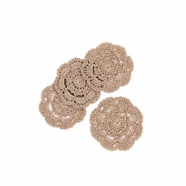 Phantomon Lace Round Crochet Doilies Handmade Coasters, 4-Inch, Pack of 4 (Chocolate Brown)