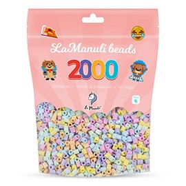 La Manuli Iron-On Beads Approx. 2000 Pieces Midi Beads in Resealable Bag Refill Set Craft Beads Compatible with Any Brand Beads 5 mm Beads (Pastel Colours)