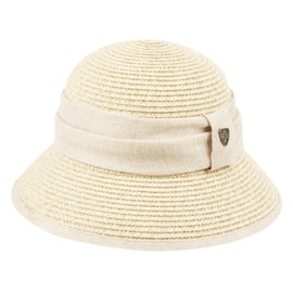 Gatsby - Gorro de lino con banda de encaje y flores para mujer, Cl2797natural, Talla única