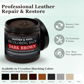 Laxmorph Leather Color Restorer, Leather Recoloring Balm, Scratch Remover, Leather Dye, Leather Paint with Leather Conditioner, Leather Repair Kit for Furniture Couches Car Seats Shoes, Medium Brown