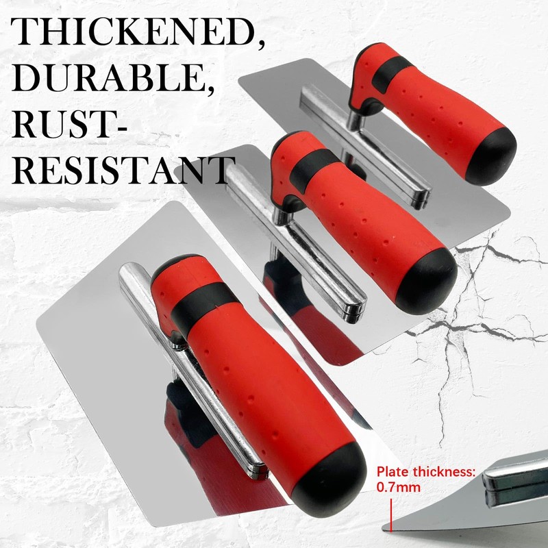 3 Pack Plaster Finishing Trowel Set, Polished Stainless Steel Paint
